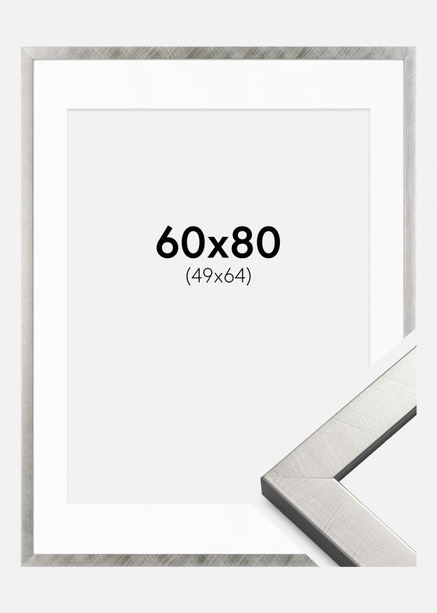 Cadre Uppsala Argent 60x80 cm - Passe-partout Blanc 50x65 cm