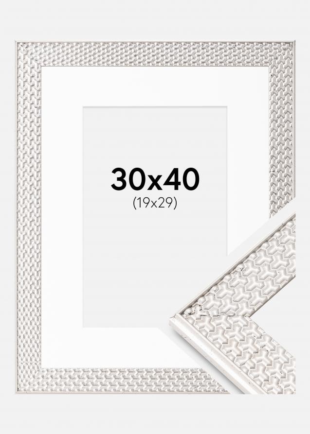 Cadre Grace Argent 30x40 cm - Passe-partout Blanc 20x30 cm