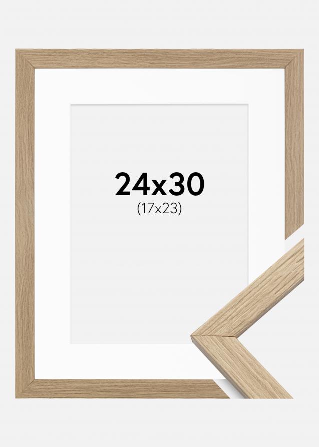 Cadre Stilren Verre acrylique Chêne 24x30 cm - Passe-partout Blanc 18x24 cm