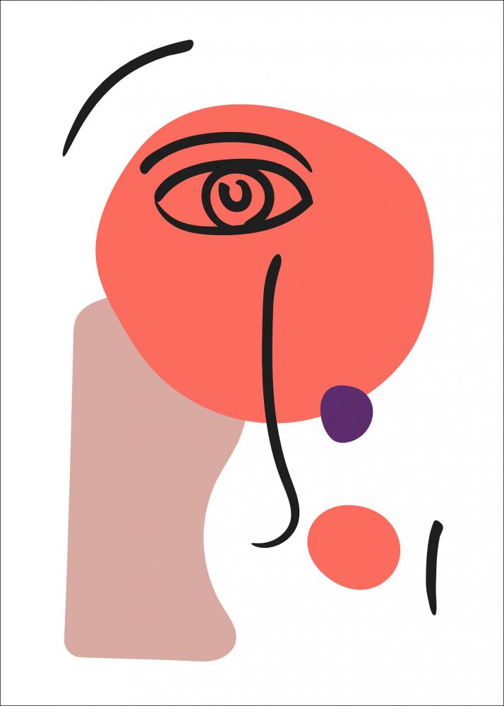 Abstract Face - Red I Poster