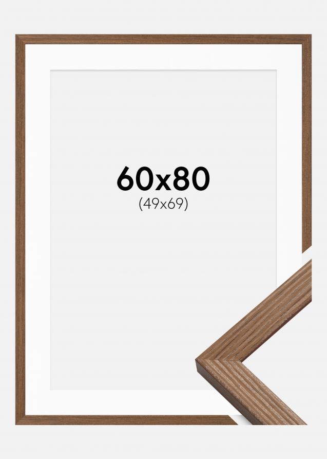 Cadre Fiorito Chêne Foncé 60x80 cm - Passe-partout Blanc 50x70 cm