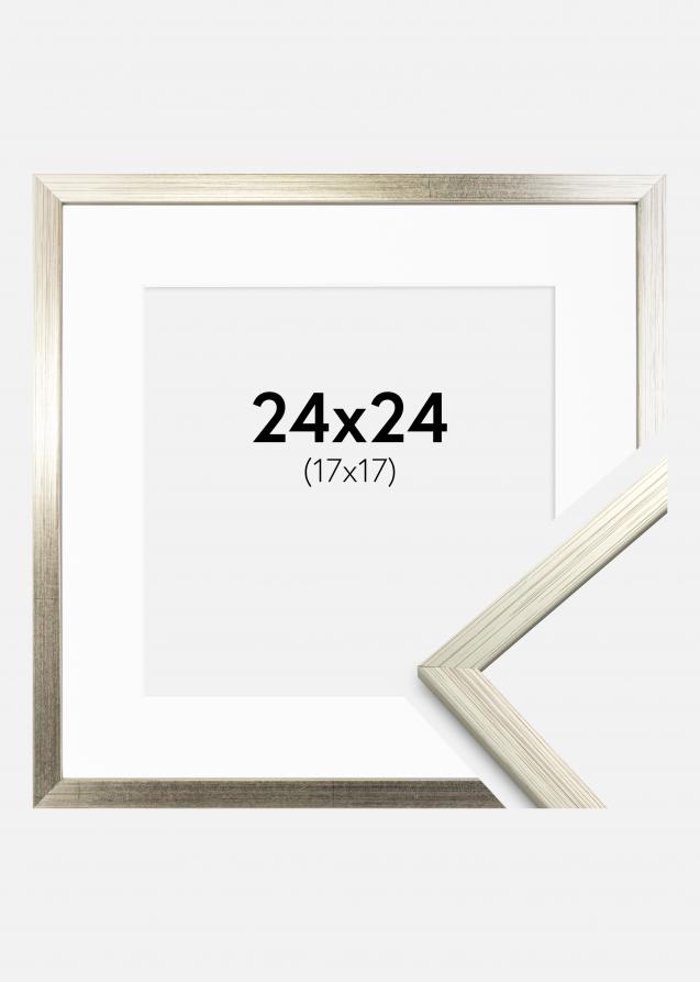 Cadre Edsbyn Argent 24x24 cm - Passe-partout Blanc 18x18 cm