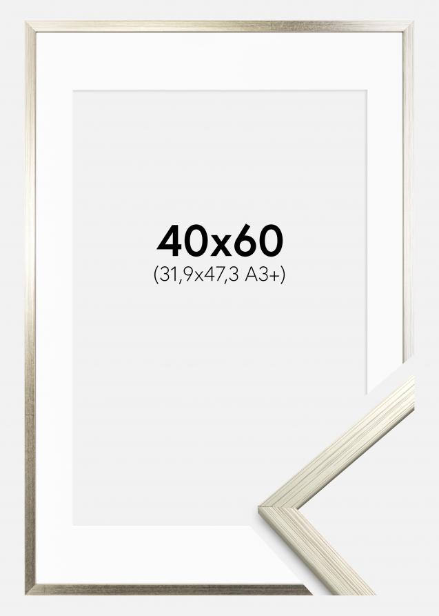 Cadre Edsbyn Argent 40x60 cm - Passe-partout Blanc 32,9x48,3 cm (A3+)