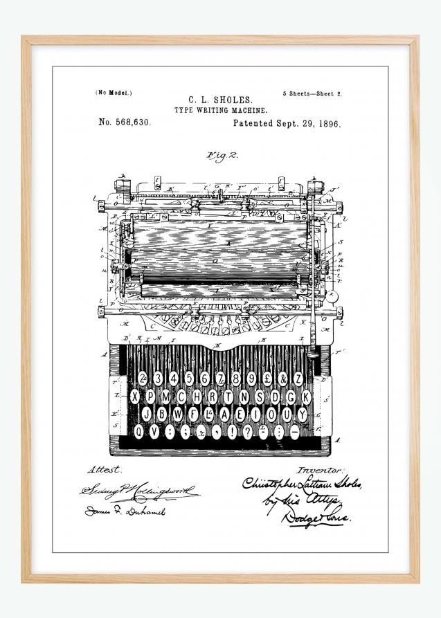 Dessin de brevet - Machine à écrire - Poster