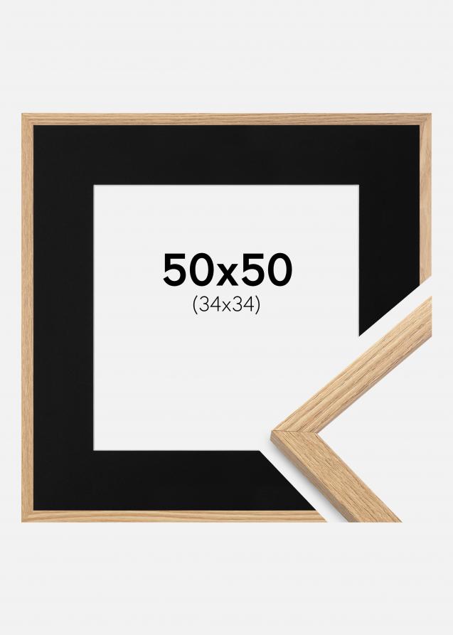 Cadre Trendy Chêne 50x50 cm - Passe-partout Noir 35x35 cm