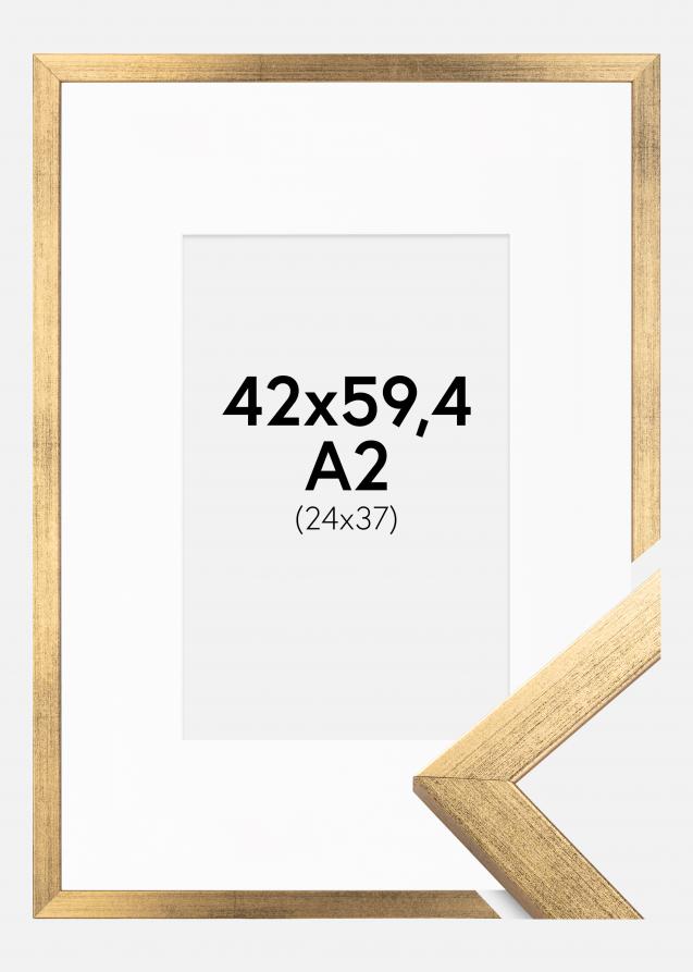 Cadre Stilren Or 42x59,4 cm (A2) - Passe-partout Blanc 25x38 cm