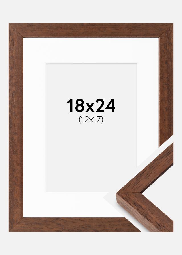 Cadre Hermes Teak 18x24 cm - Passe-partout Blanc 13x18 cm