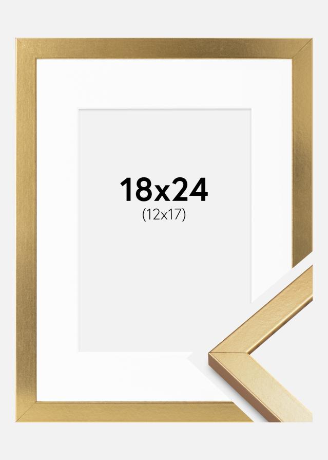 Cadre Minerva Or 18x24 cm - Passe-partout Blanc 13x18 cm