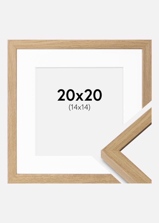 Cadre Ares Chêne Naturel 20x20 cm - Passe-partout Blanc 15x15 cm