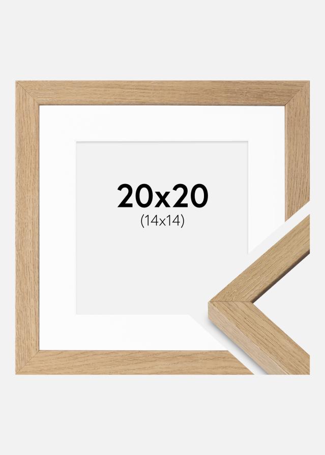 Cadre Hermes Chêne Naturel 20x20 cm - Passe-partout Blanc 15x15 cm