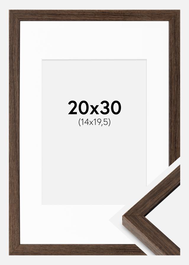 Cadre Ares Noyer 20x30 cm - Passe-partout Blanc 15x21 cm