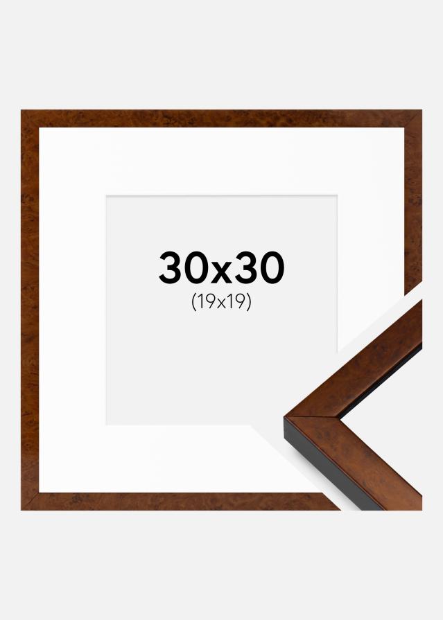 Cadre Ares noyer 30x30 cm - Passe-partout Blanc 20x20 cm