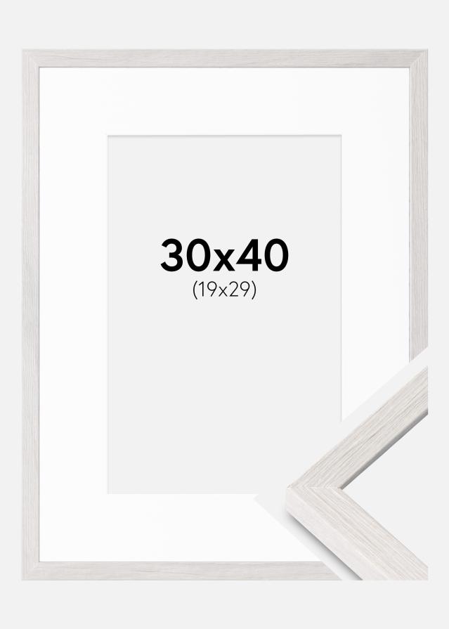 Cadre Ares Chêne Blanc 30x40 cm - Passe-partout Blanc 20x30 cm