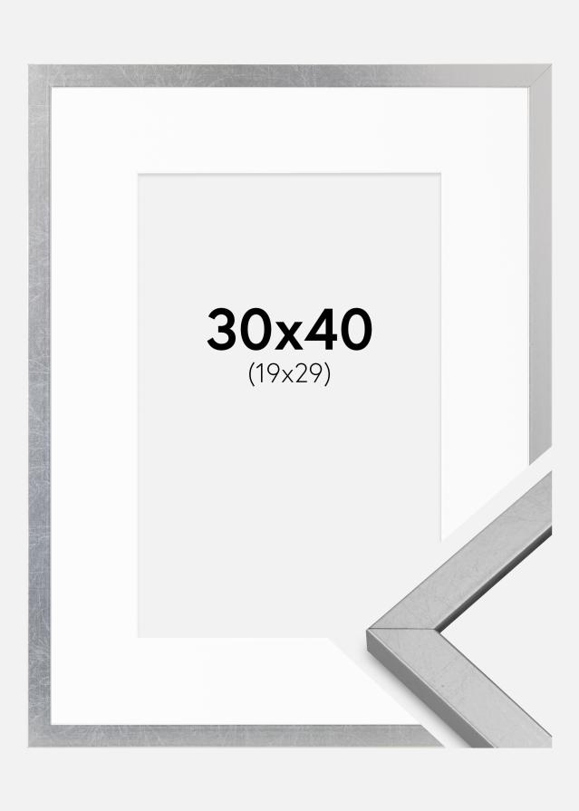 Cadre Minerva Argent 30x40 cm - Passe-partout Blanc 20x30 cm