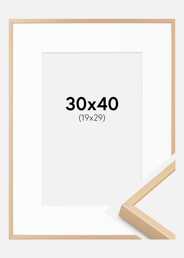 Cadre aluminium Laiton 30x40 cm - Passe-partout Blanc 20x30 cm