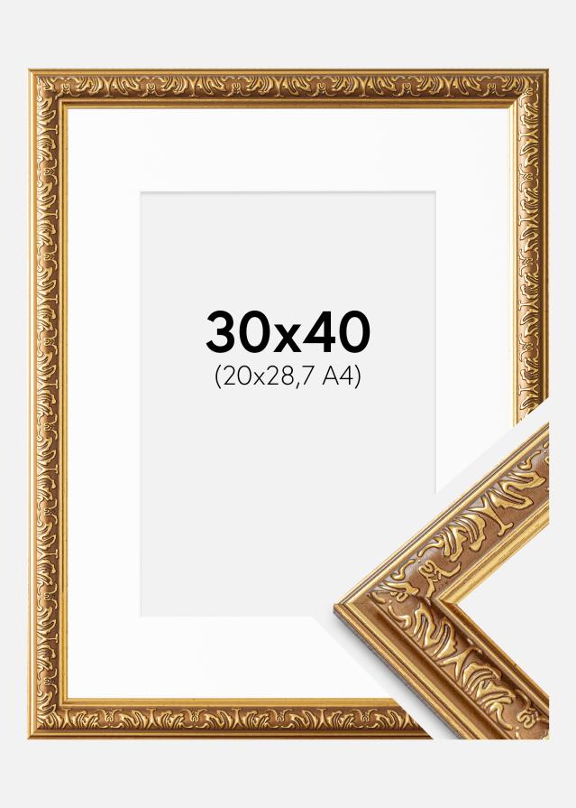 Cadre Swirl Or 30x40 cm - Passe-partout Blanc 21x29,7 cm