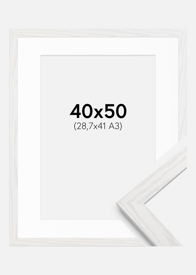 Cadre Stilren Chêne Blanc 40x50 cm - Passe-partout Blanc 29,7x42 cm