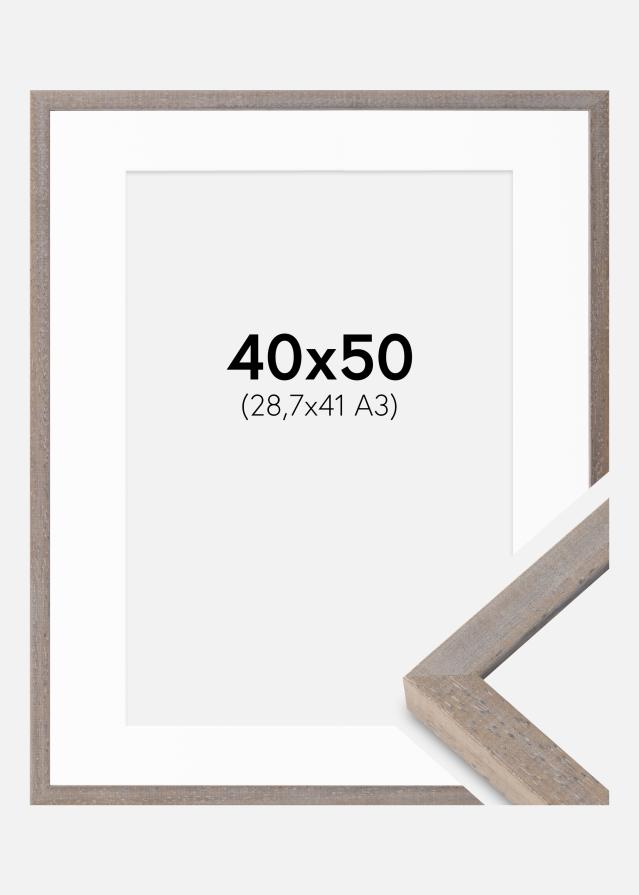 Cadre Ares Gris 40x50 cm - Passe-partout Blanc 29,7x42 cm