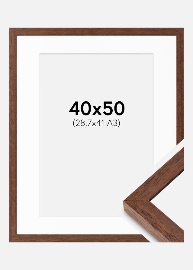 Cadre Hermes Teak 40x50 cm - Passe-partout Blanc 29,7x42 cm