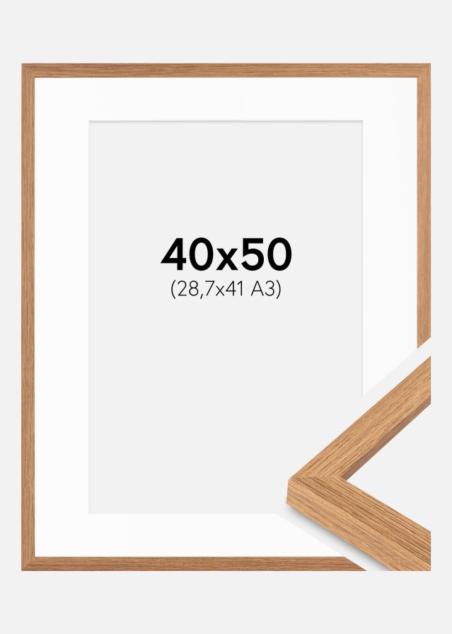 Cadre Modern Teak 40x50 cm - Passe-partout Blanc 29,7x42 cm