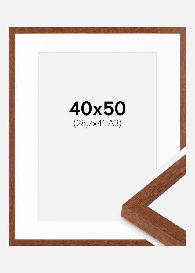 Cadre Modern Chaud Marron 40x50 cm - Passe-partout Blanc 29,7x42 cm
