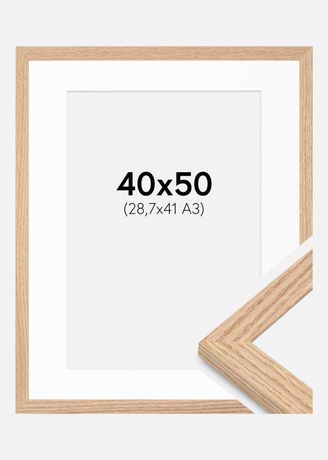 Cadre Tidlös massif Chêne 40x50 cm - Passe-partout Blanc 29,7x42 cm