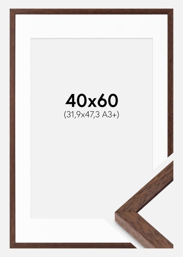 Cadre Ares Teak 40x60 cm - Passe-partout Blanc 32,9x48,3 cm