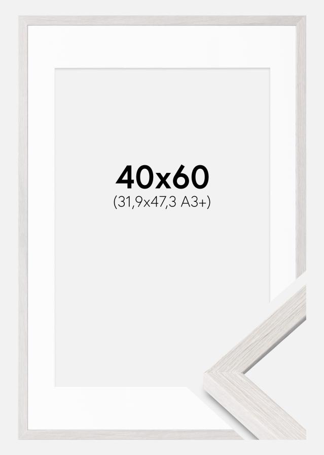 Cadre Ares Chêne Blanc 40x60 cm - Passe-partout Blanc 32,9x48,3 cm