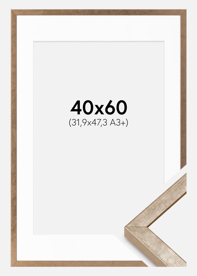 Cadre Ares Laiton 40x60 cm - Passe-partout Blanc 32,9x48,3 cm