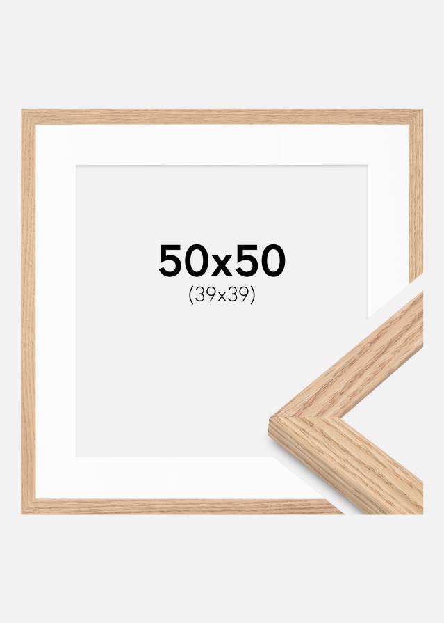 Cadre Tidlös massif Chêne 50x50 cm - Passe-partout Blanc 40x40 cm