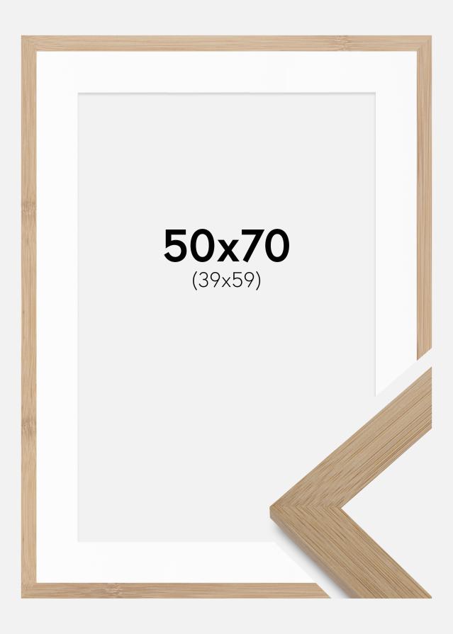 Cadre Hoei Bambou 50x70 cm - Passe-partout Blanc 40x60 cm