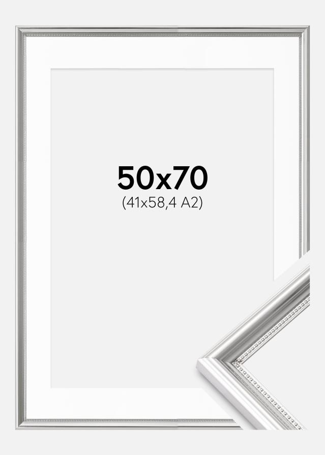 Cadre Gala Argent 50x70 cm - Passe-partout Blanc 42x59,4 cm (A2)