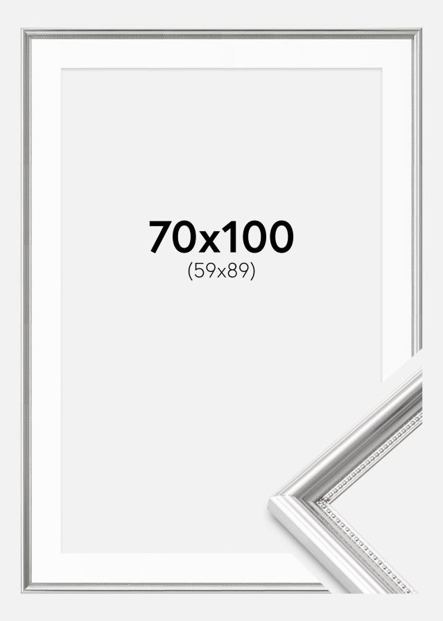Cadre Gala Argent 70x100 cm - Passe-partout Blanc 60x90 cm
