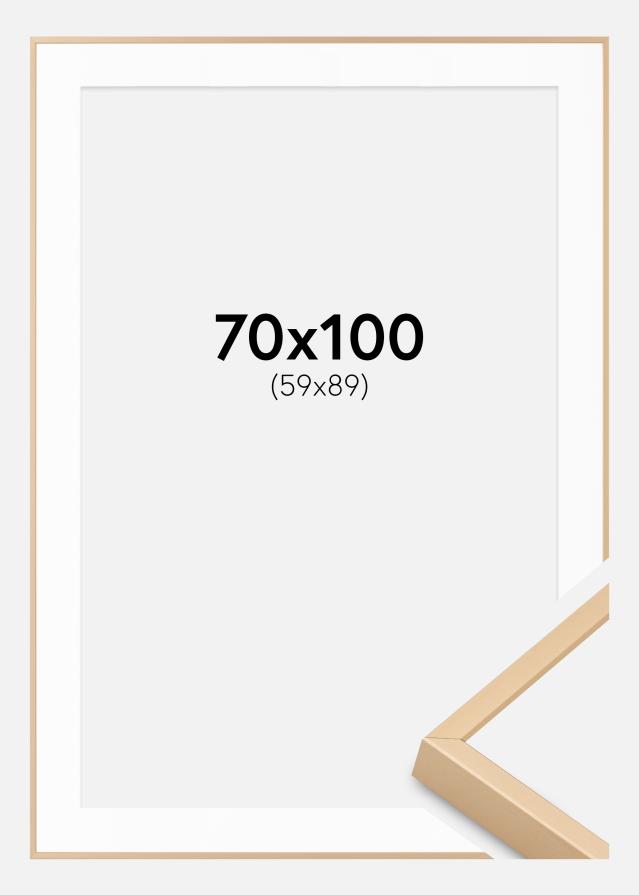 Cadre aluminium Laiton 70x100 cm - Passe-partout Blanc 60x90 cm