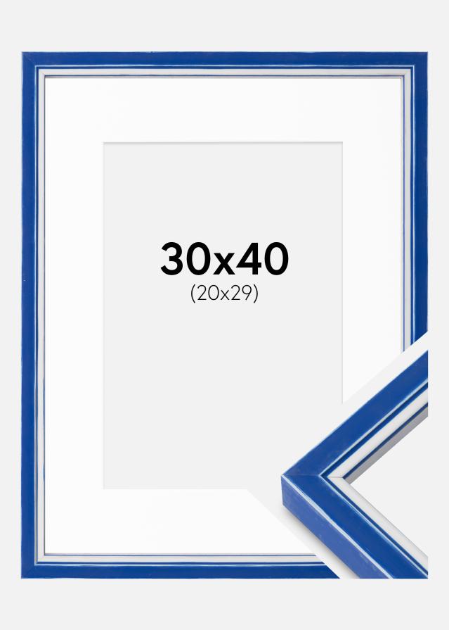Cadre Diana Bleu 30x40 cm - Passe-partout Blanc 21x30 cm