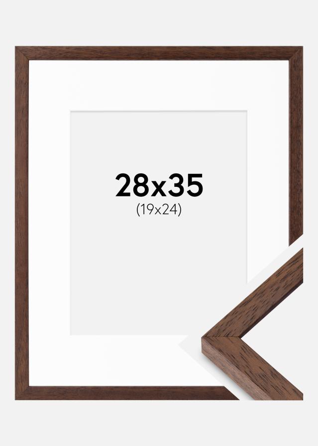 Cadre Ares Teak 28x35 cm - Passe-partout Blanc 20x25 cm