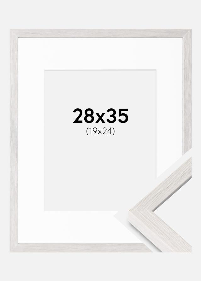 Cadre Ares Chêne Blanc 28x35 cm - Passe-partout Blanc 20x25 cm