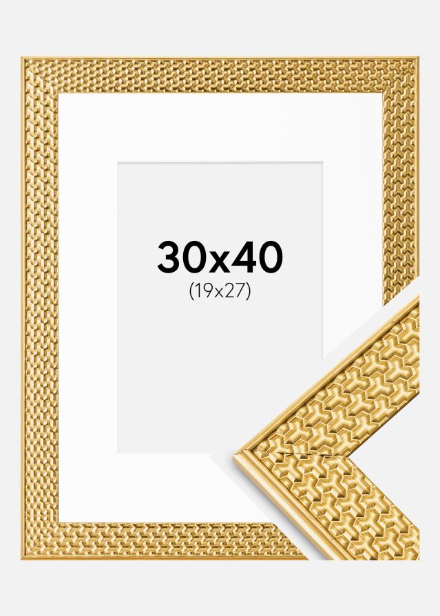 Cadre Grace Or 30x40 cm - Passe-partout Blanc 20x28 cm