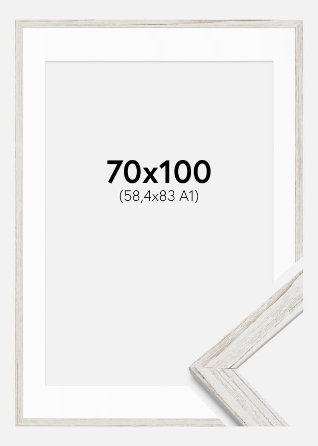 Cadre Stilren Vintage Blanc 70x100 cm - Passe-partout Blanc 59,4x84 cm