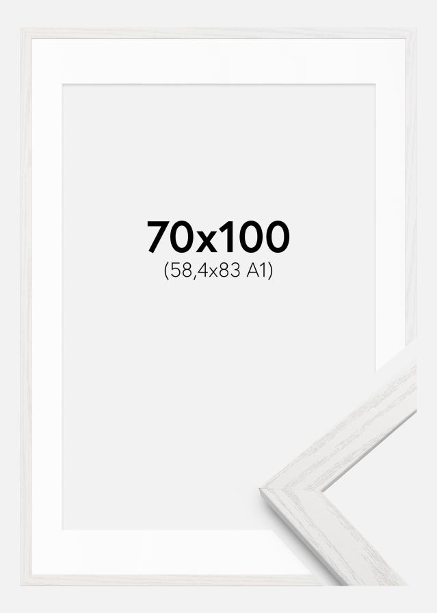 Cadre Stilren Chêne Blanc 70x100 cm - Passe-partout Blanc 59,4x84 cm