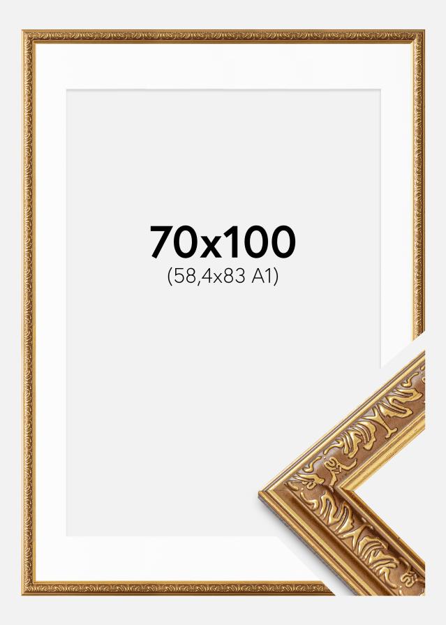 Cadre Swirl Or 70x100 cm - Passe-partout Blanc 59,4x84 cm