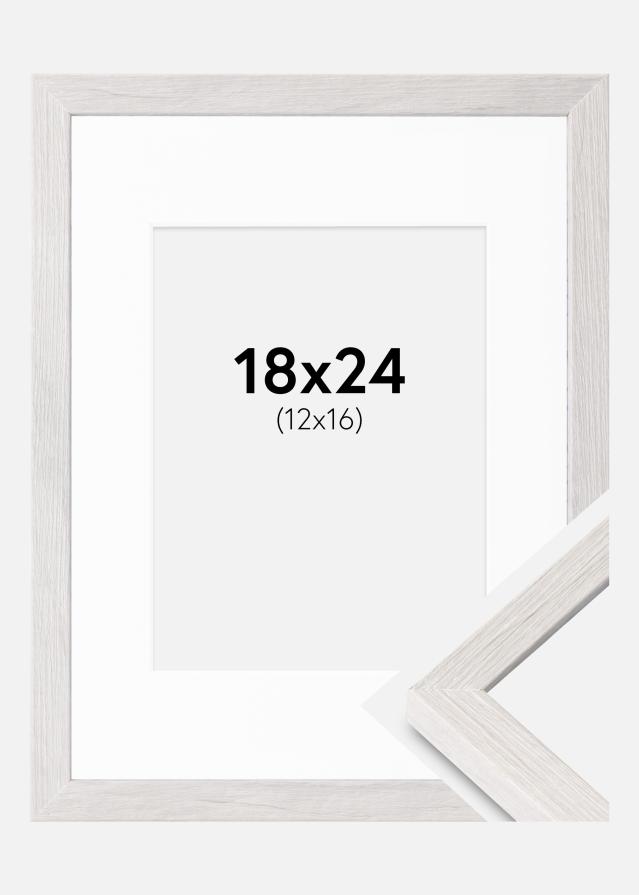 Cadre Ares Chêne Blanc 18x24 cm - Passe-partout Blanc 13x17 cm