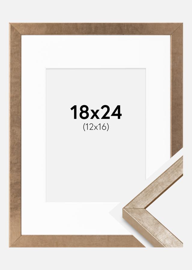 Cadre Ares Laiton 18x24 cm - Passe-partout Blanc 13x17 cm