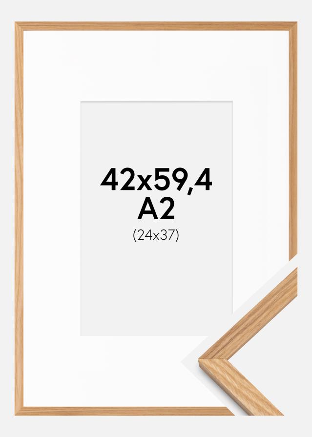 Cadre Chêne Massiv 42x59,4 cm - Passe-partout Blanc 25x38 cm