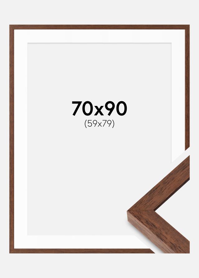 Cadre Hermes Teak 70x90 cm - Passe-partout Blanc 60x80 cm