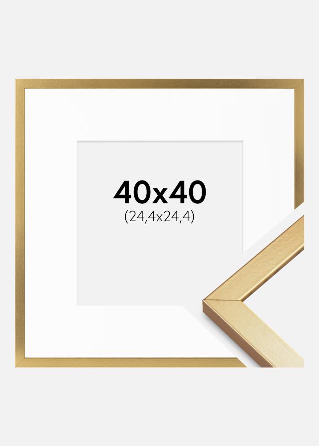 Cadre Minerva Or 40x40 cm - Passe-partout Blanc 10x10 inches
