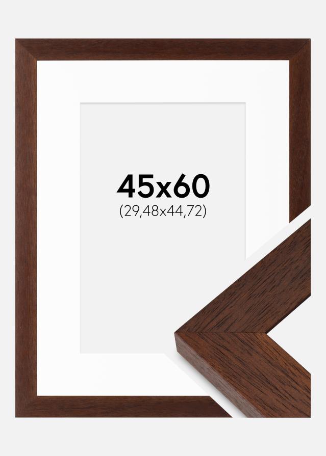 Cadre Juno Teak 45x60 cm - Passe-partout Blanc 12x18 inches