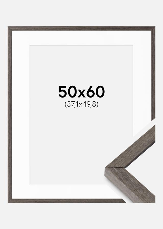 Cadre Ares Chêne Gris 50x60 cm - Passe-partout Blanc 15x20 inches