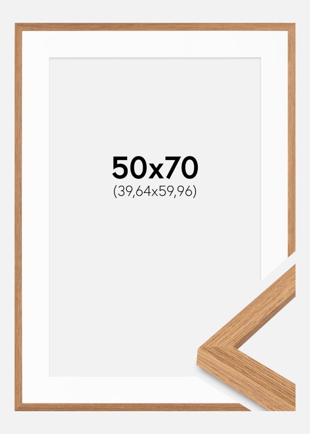 Cadre Modern Teak 50x70 cm - Passe-partout Blanc 16x24 inches