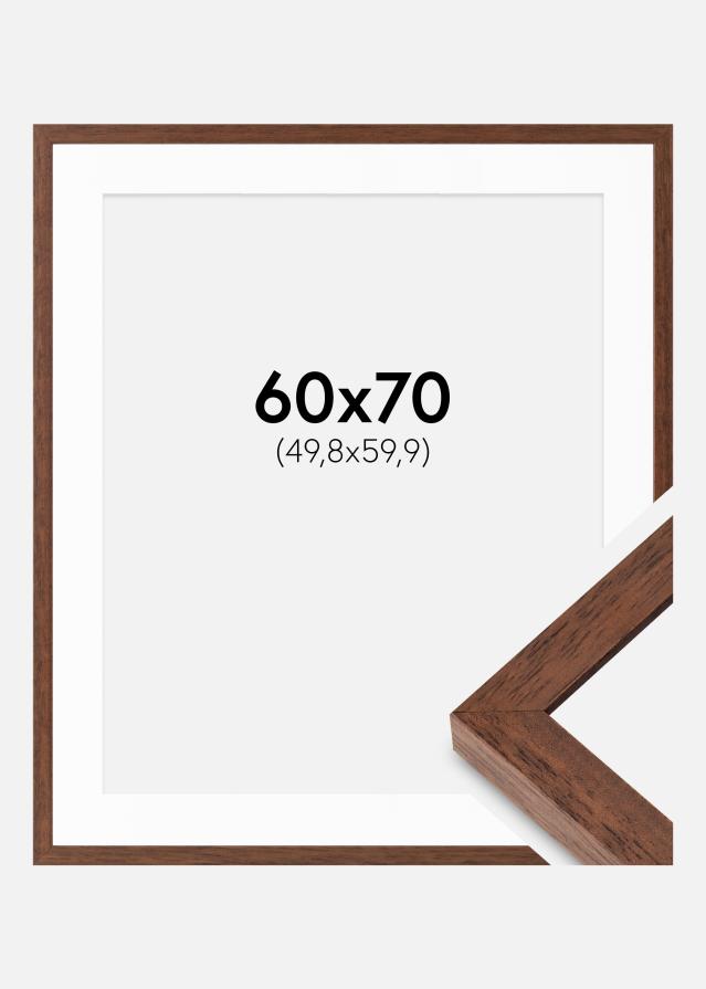 Cadre Hermes Teak 60x70 cm - Passe-partout Blanc 20x24 inches